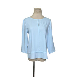 Ann Taylor baby blue 3/4 sleeves tunic blouse size XS